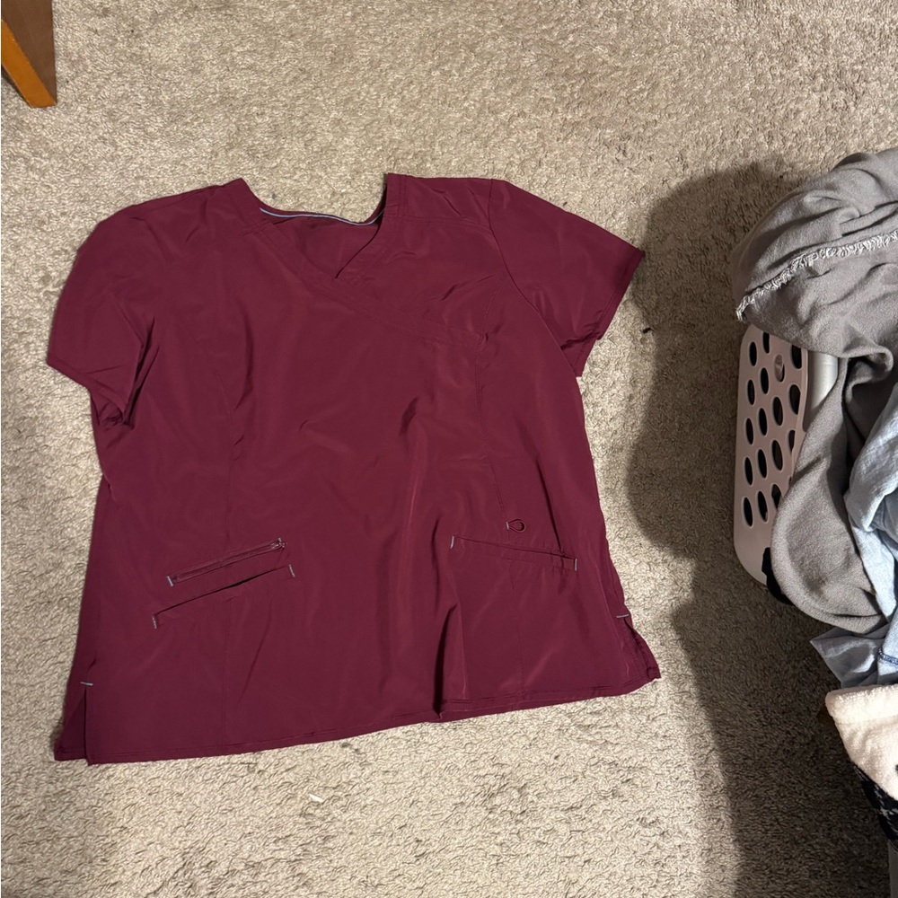Women's Maroon Scrub Top